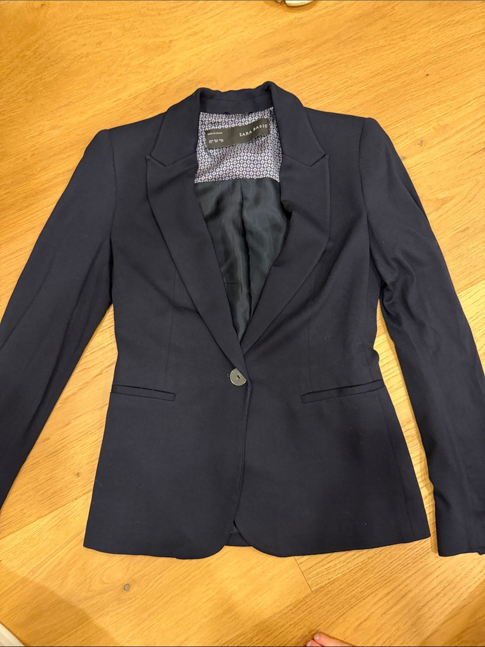 Zara Navy Single-Button Blazer